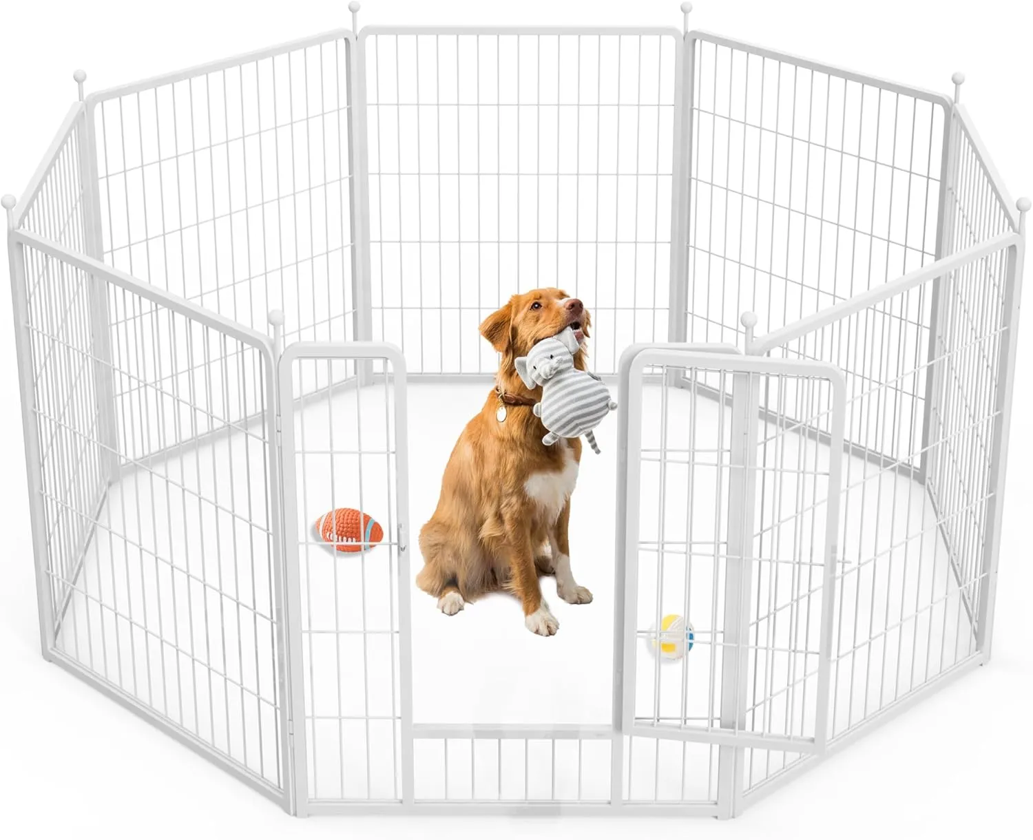 HealSmart Dog Playpen Indoor, Puppy Playpen Indoor Outdoor for Yard, Camping, RV, 32" Height 8 Panels Heavy Duty Dog Pen for Small/Medium Dogs, White