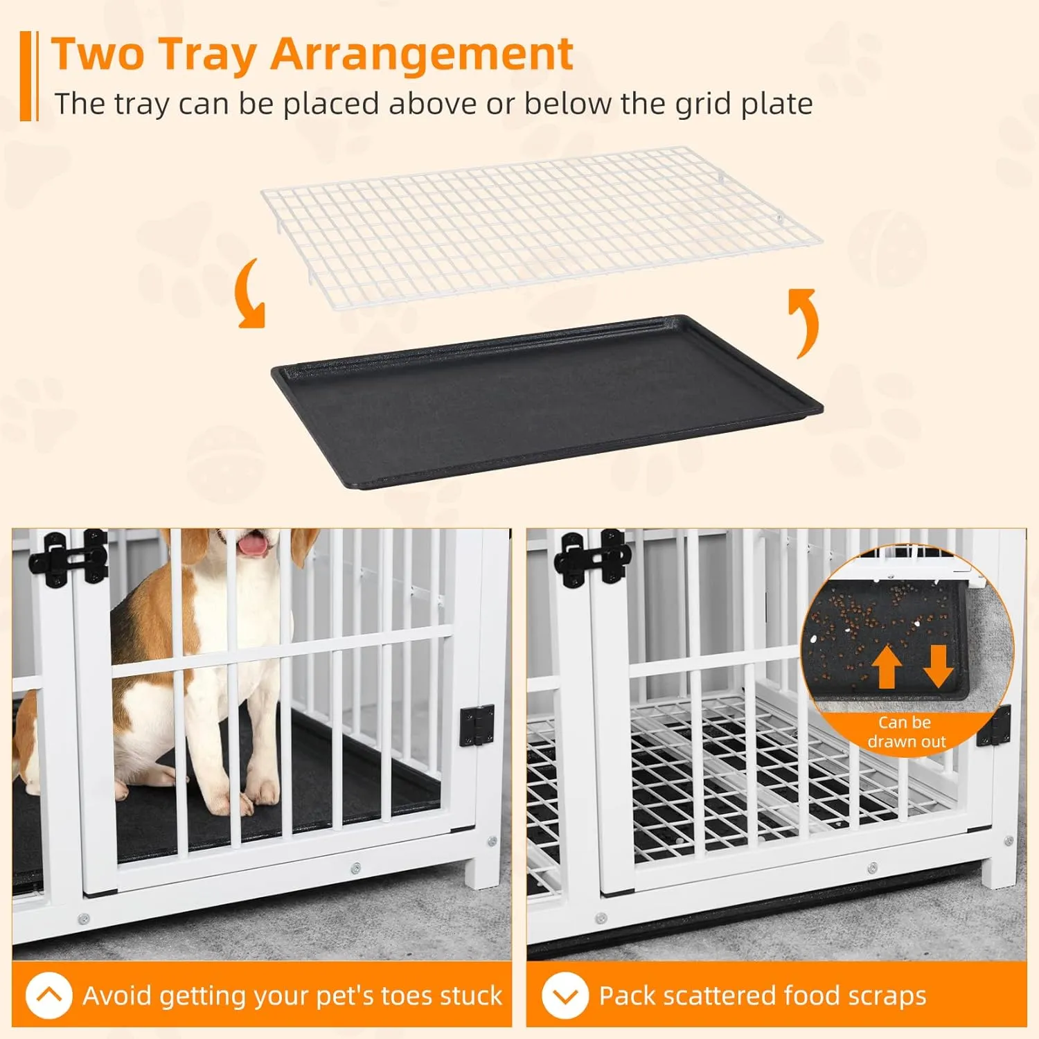 Heavy Duty Dog Crate Furniture: 84Inch Large Unlimited Combinable Dog Wooden Kennel with Three Doors - Indoor Decorative End Table Style Doggy Metal Cage with Removable Tray for Medium Large Dogs