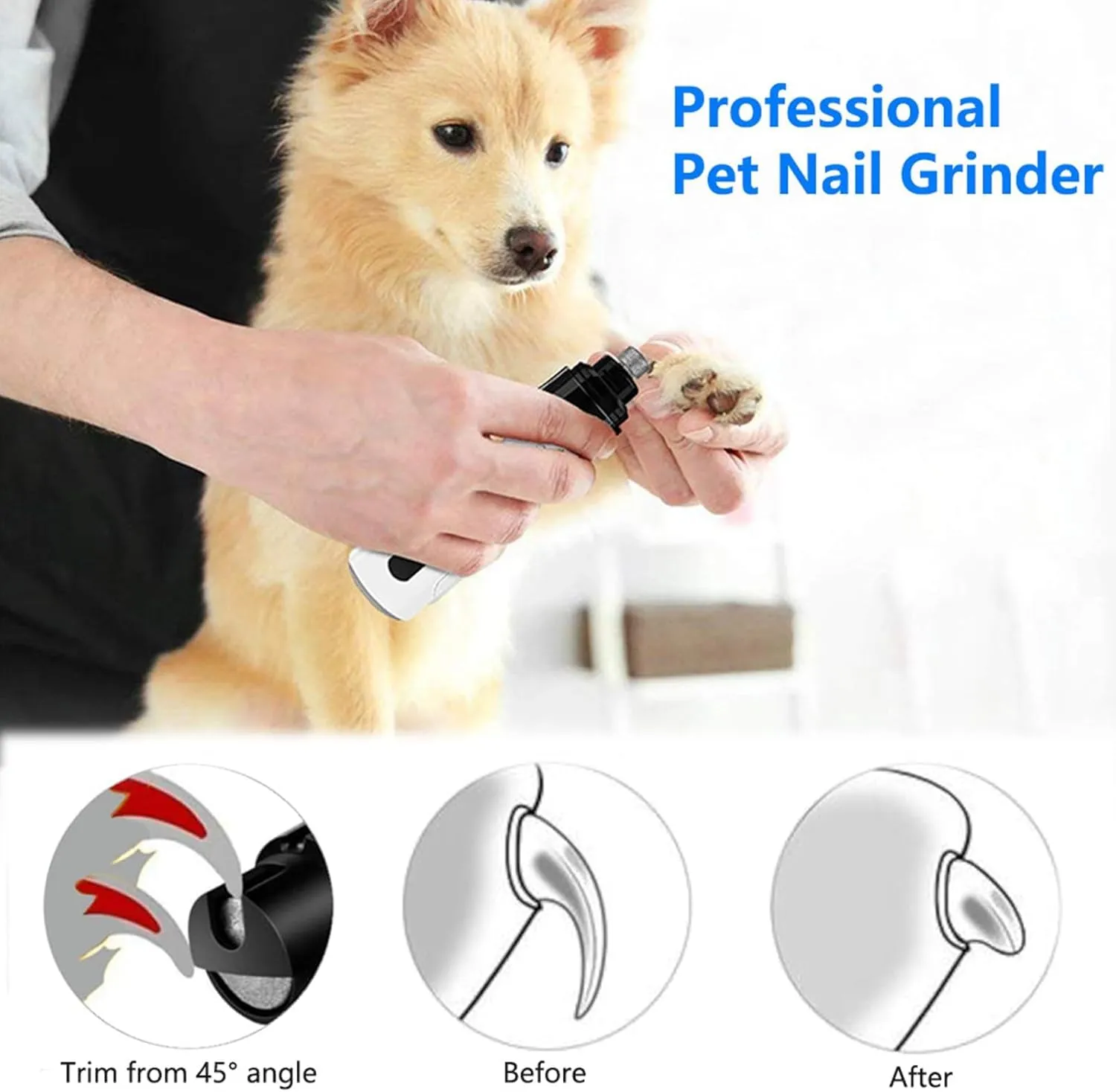 Heusom Nail Grinder, Heusom Dog Nail Trimmer, Rechargeable USB Charging Pet Nail Grinder, Dog Nail Grinder, Heusom Pro for Dogs (orange)