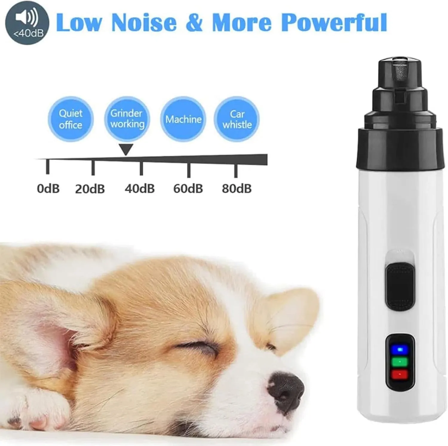 Heusom Nail Grinder, Heusom Dog Nail Trimmer, Rechargeable USB Charging Pet Nail Grinder, Dog Nail Grinder, Heusom Pro for Dogs (orange)