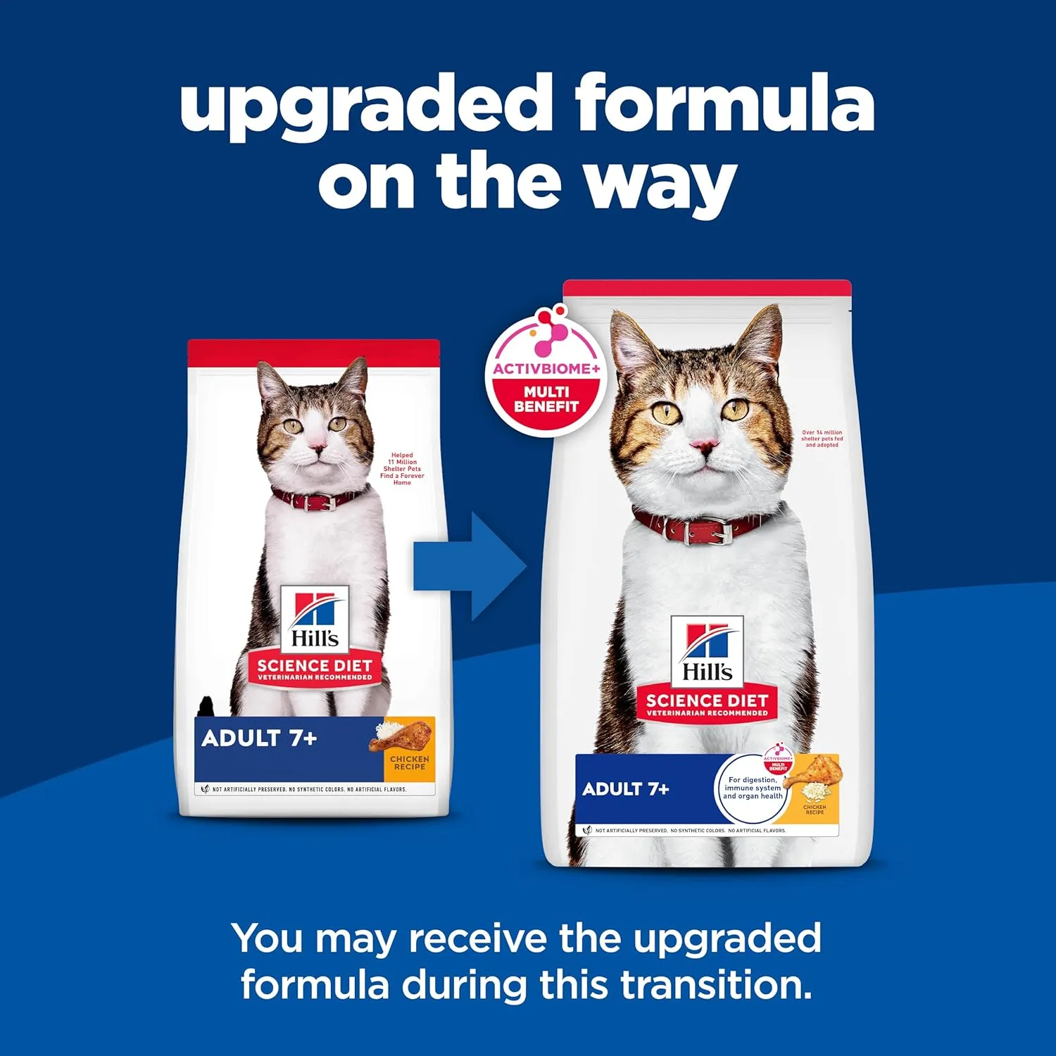 Hill's Science Diet Adult 7 , Senior Adult 7  Premium Nutrition, Dry Cat Food, Chicken Recipe, 4 lb Bag