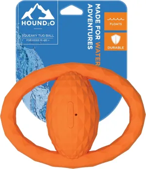 Hound2O Outdoor Dog Toys - Tug Ball, Orange - Tough, Engaging, & Interactive Chew Toys - Chew, Chase, & Fetch - Durable Materials That Float - Easy to Clean for Outdoor Play - Non-Toxic Materials