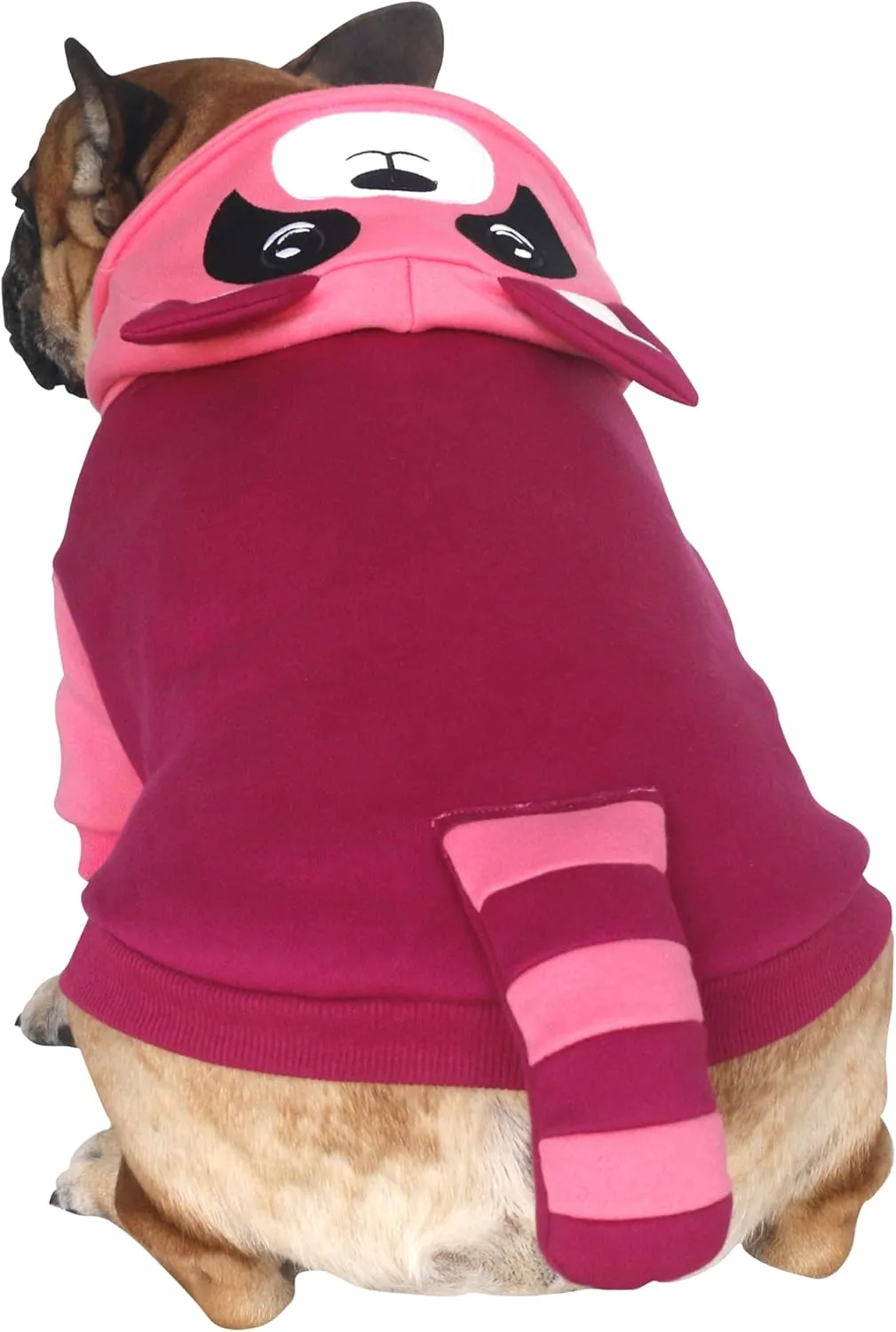 iChoue I am a French Bulldog Raccoon Costumes Clothes Hoodies for Medium Dogs Cold Weather Winter Coats Frenchie English Pug Pitbull Boston Terrier - Red, Large