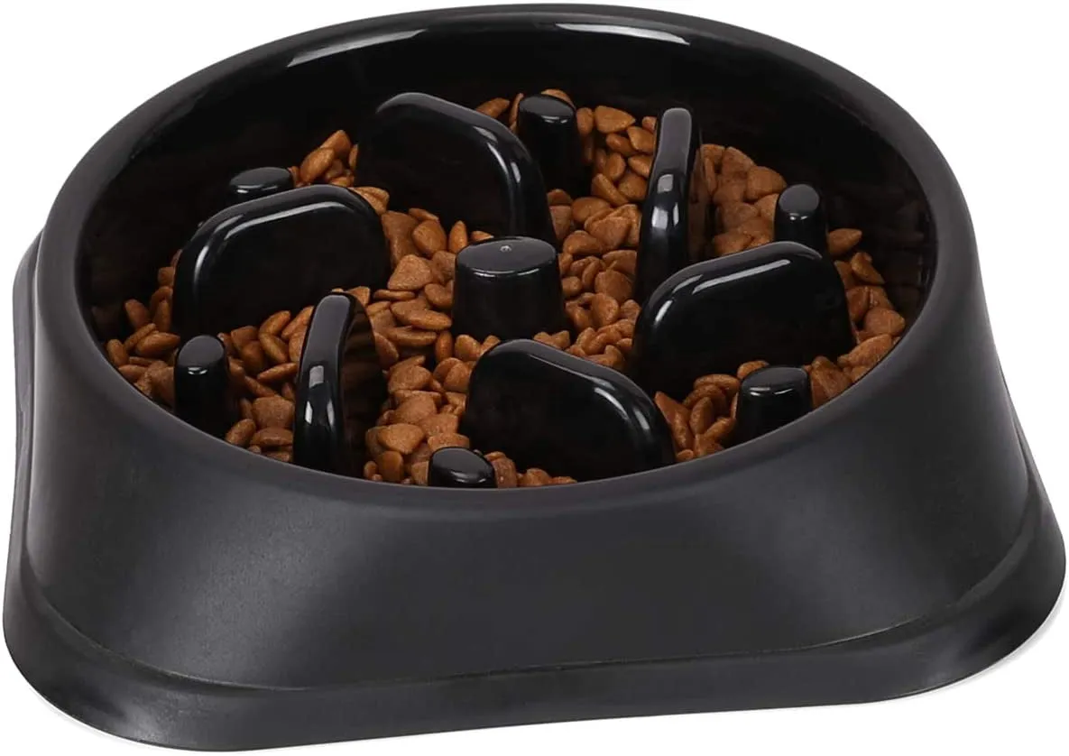 JASGOOD Dog Feeder Slow Eating Pet Bowl Eco-Friendly Non-Toxic Preventing Choking Healthy Design Bowl for Dog Pet(S-M,Black)