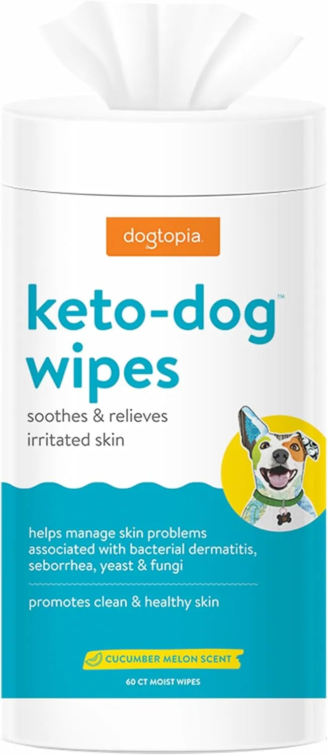 Keto Dog Wipes for Pets (60ct) | Soothing and Convenient Wipes for Pets Irritated Skin | Relief for Skin Problems in Dogs