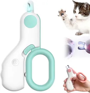 LED Pet Nail Clippers, 2025 Upgrade Cat Nail Clippers for Indoor Cats, Cat Nail Trimmer with Led Light, Portable Cat Nail Clipper for Dog Cat Small Pets Nail Bloodline to Avoid Over Cutting (Blue)