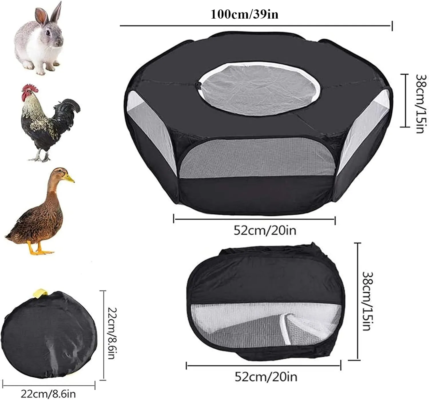 Mantouxixi Small Animal Playpen with Cover, Animal Chinchilla, Hamsters, Bunny, Rabbits, Kitten Kitten Ferret Playpen with Cover - Black