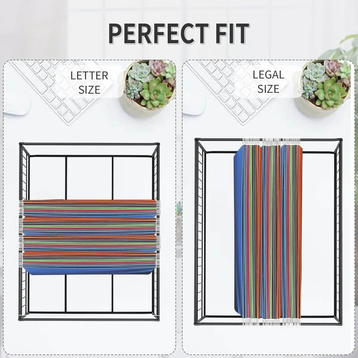 MARATI 2 Packs Letter/Legal Size Hanging File Folder Frame, Desk Hanging File Cabinet Organizer,Filing Box Inserts,Sturdy File Folders Holder for Office Use,Fast Assembly and Storage Black