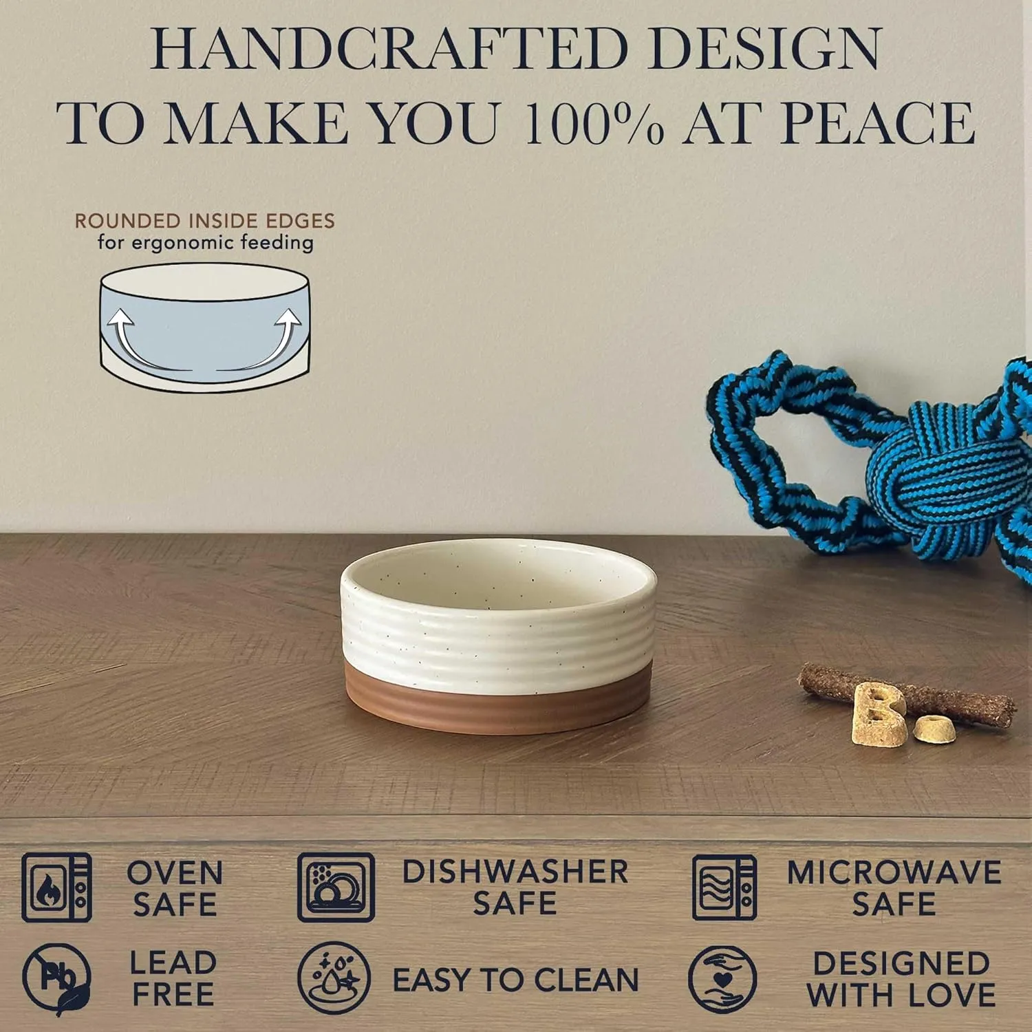 Mora Ceramic Pet Bowl Size Small - Food/Water Dish for Puppy Dogs, Cats, Guinea Pig, Rabbit, Hamster, Snake, ect. 11oz or 2 Cups - Basic Bowls for Your Dog or Cat, Mix and Match for a Set - Vanillla