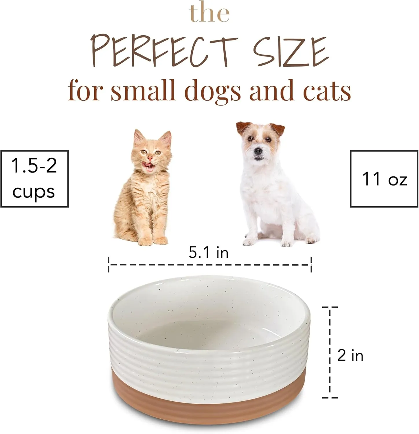 Mora Ceramic Pet Bowl Size Small - Food/Water Dish for Puppy Dogs, Cats, Guinea Pig, Rabbit, Hamster, Snake, ect. 11oz or 2 Cups - Basic Bowls for Your Dog or Cat, Mix and Match for a Set - Vanillla