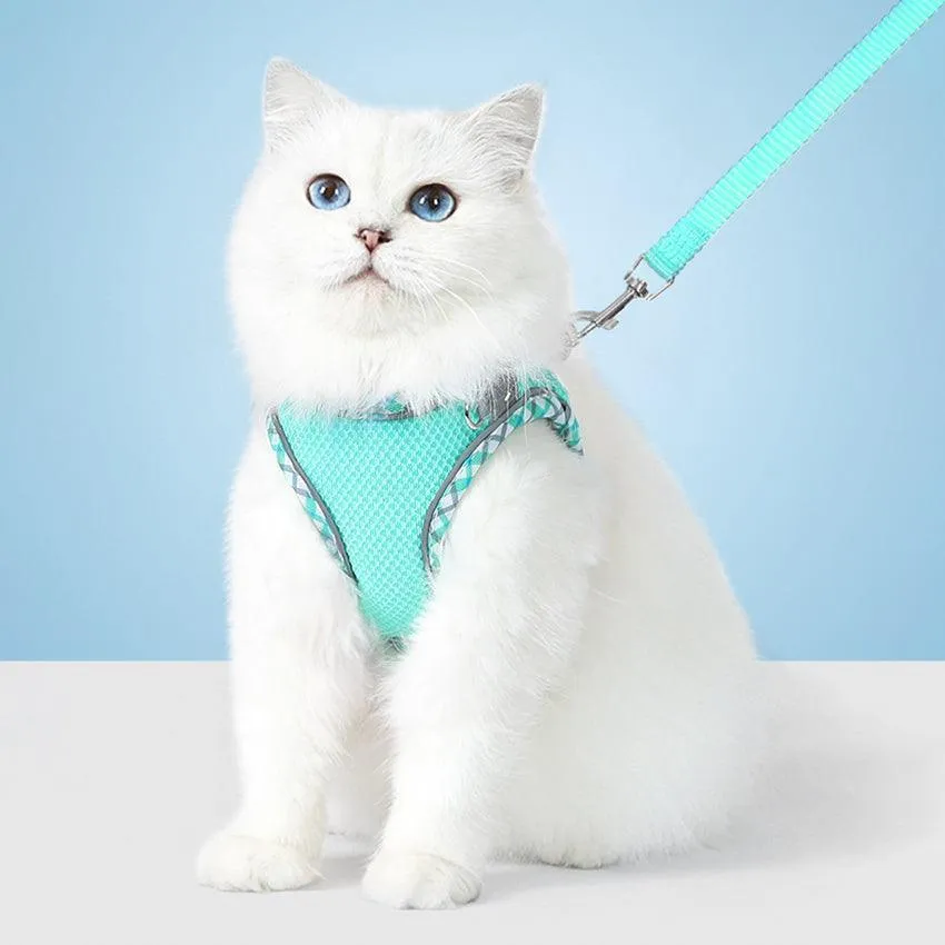 No Pull Adjustable Reflective Pet Harness and Leash Set for Cat & Small Dogs