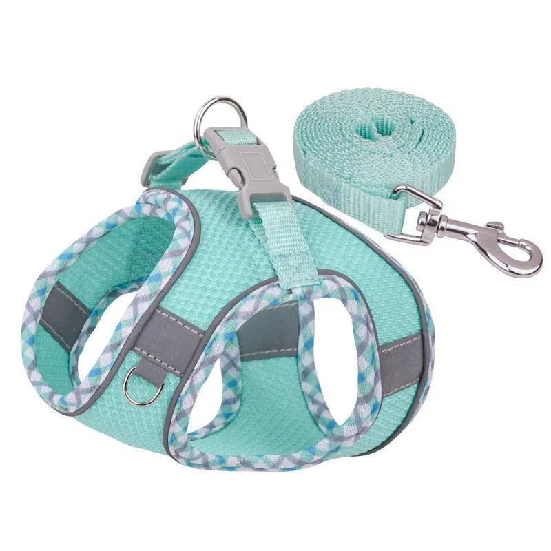 No Pull Adjustable Reflective Pet Harness and Leash Set for Cat & Small Dogs