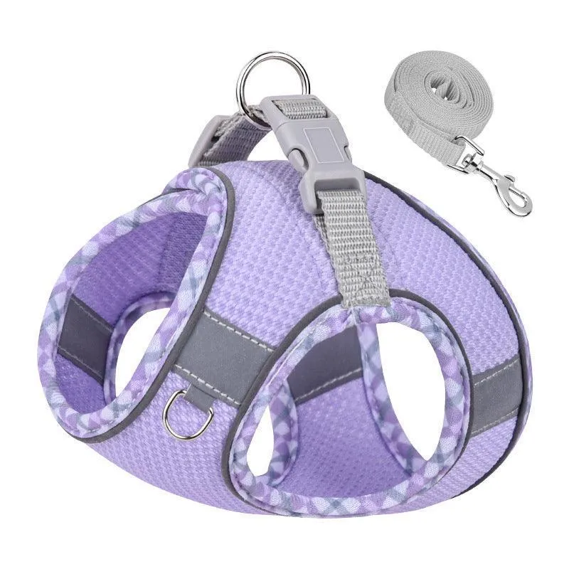 No Pull Adjustable Reflective Pet Harness and Leash Set for Cat & Small Dogs