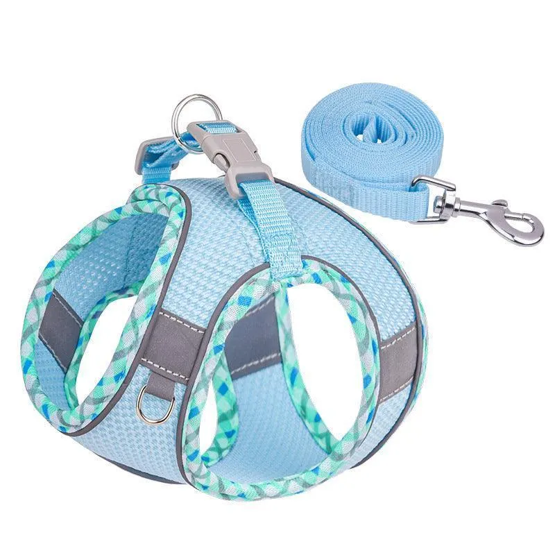 No Pull Adjustable Reflective Pet Harness and Leash Set for Cat & Small Dogs