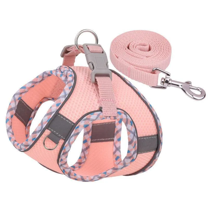 No Pull Adjustable Reflective Pet Harness and Leash Set for Cat & Small Dogs