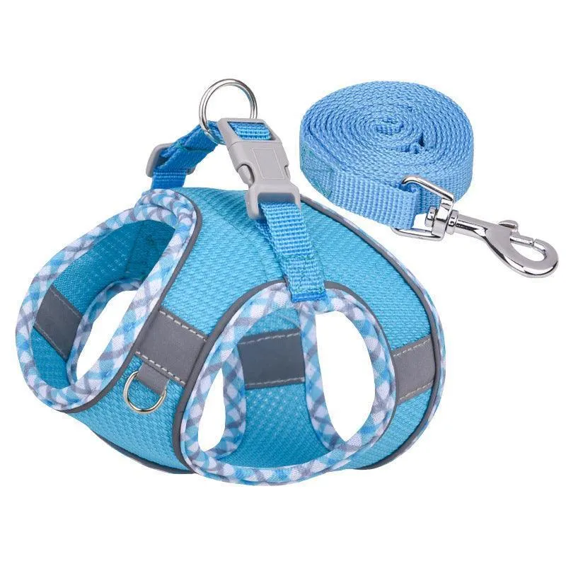 No Pull Adjustable Reflective Pet Harness and Leash Set for Cat & Small Dogs