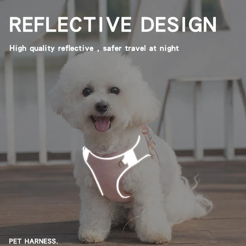 No Pull Adjustable Reflective Pet Harness and Leash Set for Cat & Small Dogs