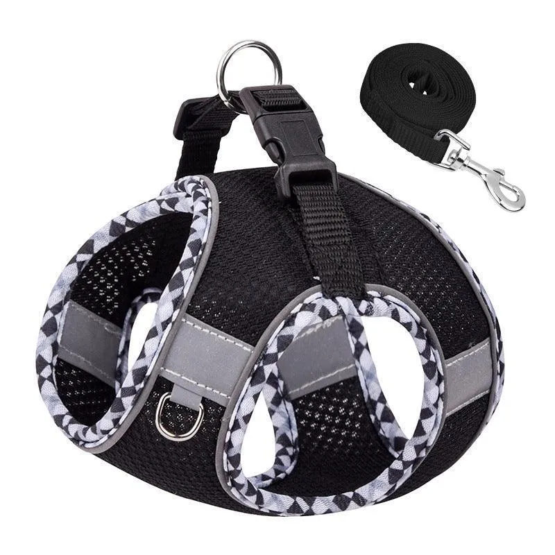 No Pull Adjustable Reflective Pet Harness and Leash Set for Cat & Small Dogs