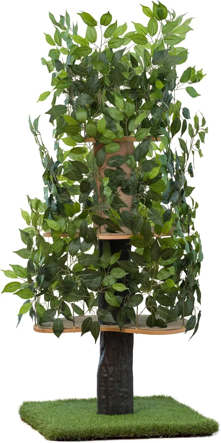 On2 Pets Cat Tree with Leaves Made in USA, Cat House & Cat Activity Tree, Multi-Level Cat Condo for Indoor Cats