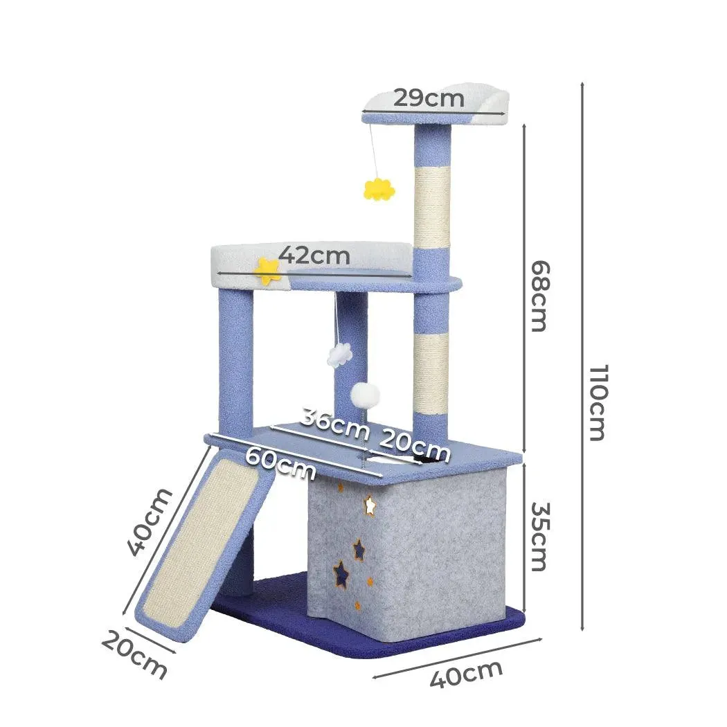 PaWz Cat Tree Post Scratching Multi-Level - Blue