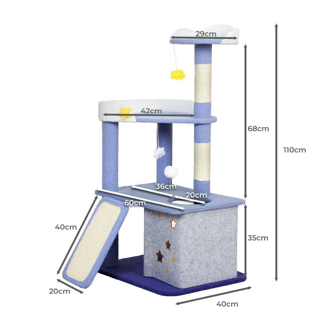 PaWz Cat Tree Post Scratching Multi-Level - Blue