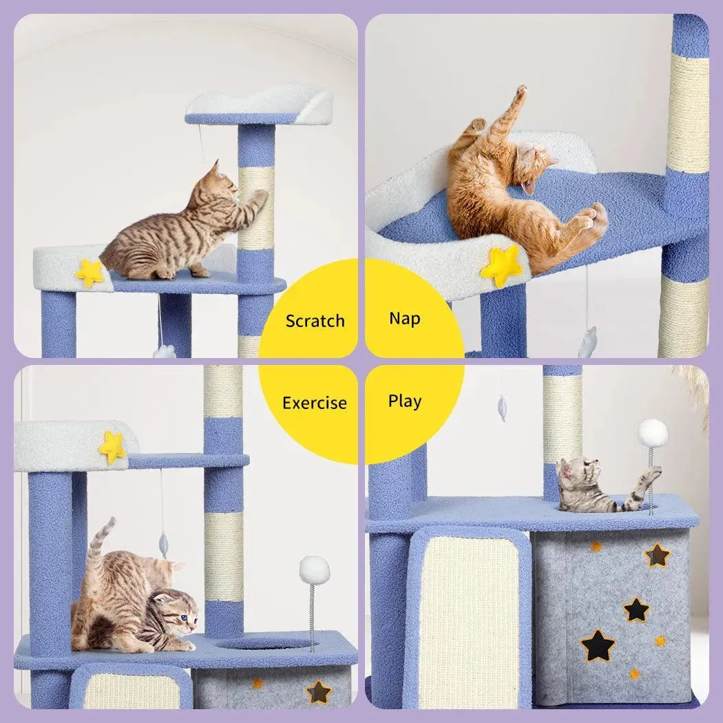 PaWz Cat Tree Post Scratching Multi-Level - Blue