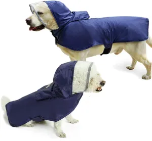 Pet Raincoat Packable Hooded Dog Rain Jacket Reflective Strips Lightweight Adjustable Poncho for Small Medium Large Dogs Blue S