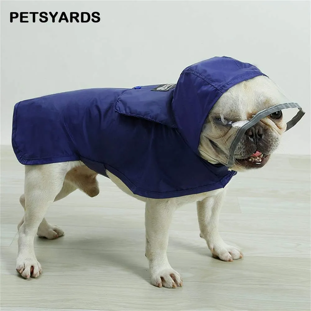Pet Raincoat Packable Hooded Dog Rain Jacket Reflective Strips Lightweight Adjustable Poncho for Small Medium Large Dogs Blue XXXL