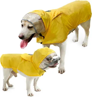 Pet Raincoat Packable Hooded Dog Rain Jacket Reflective Strips Lightweight Adjustable Poncho for Small Medium Large Dogs Yellow S