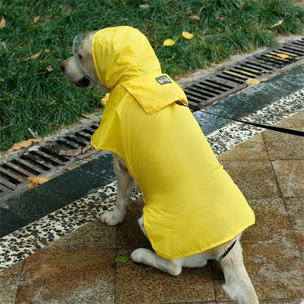 Pet Raincoat Packable Hooded Dog Rain Jacket Reflective Strips Lightweight Adjustable Poncho for Small Medium Large Dogs Yellow S