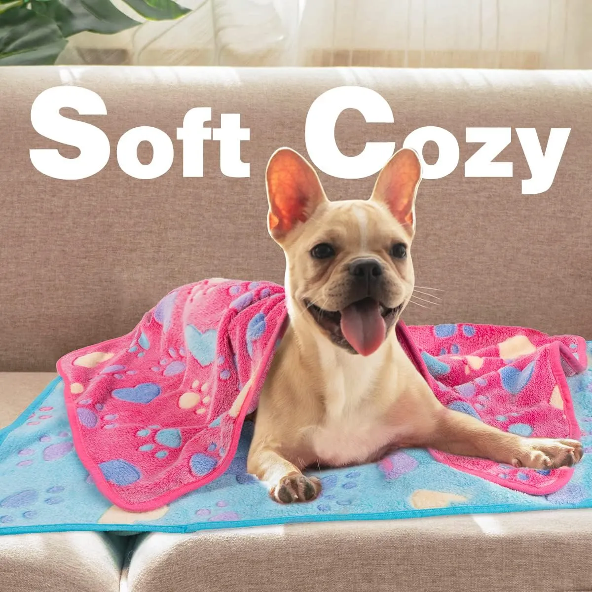 Pet Soft 1 Pack 3 Pet Blankets for Dogs - Fluffy Cats Dogs Blanket for Small Medium & Large Dog, Cute Print Pet Throw Puppy Blankets Fleece (Heart, 3XL)
