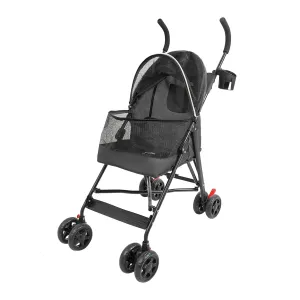 Pet Stroller, Foldable Pet Travel Stroller with Weather Cover, 2 Wheels Pet Strolling Cart for Small Medium Dogs Cats with Cup Holder Breathable Visible Mesh Outdoor Stroller for All-Season (Black)