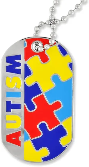 PinMart Autism Awareness Dog Tag Personalized Engravable ID Alert Necklace