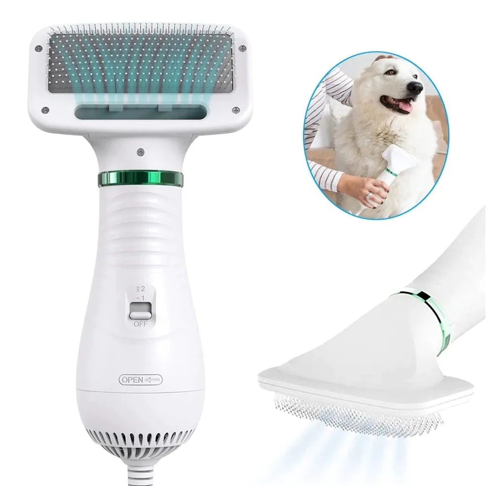 Portable Dog Dryer 2-In-1 Pet Dryer and Pet Hair Remover Low Noise Adjustable Temperature Dog Grooming Comb
