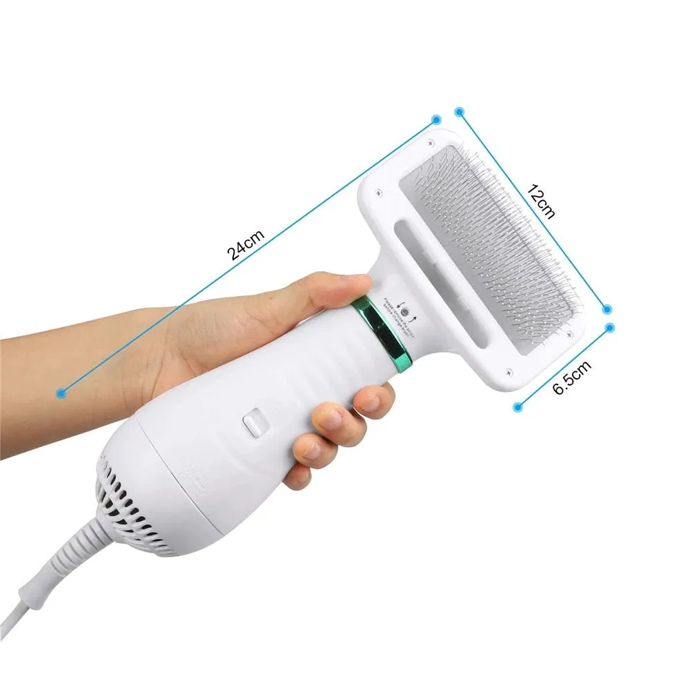 Portable Dog Dryer 2-In-1 Pet Dryer and Pet Hair Remover Low Noise Adjustable Temperature Dog Grooming Comb