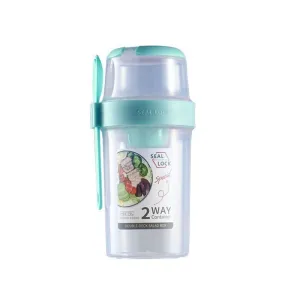 Portable Seal Lock Double Deck Salad Box With Spoon Hd-20