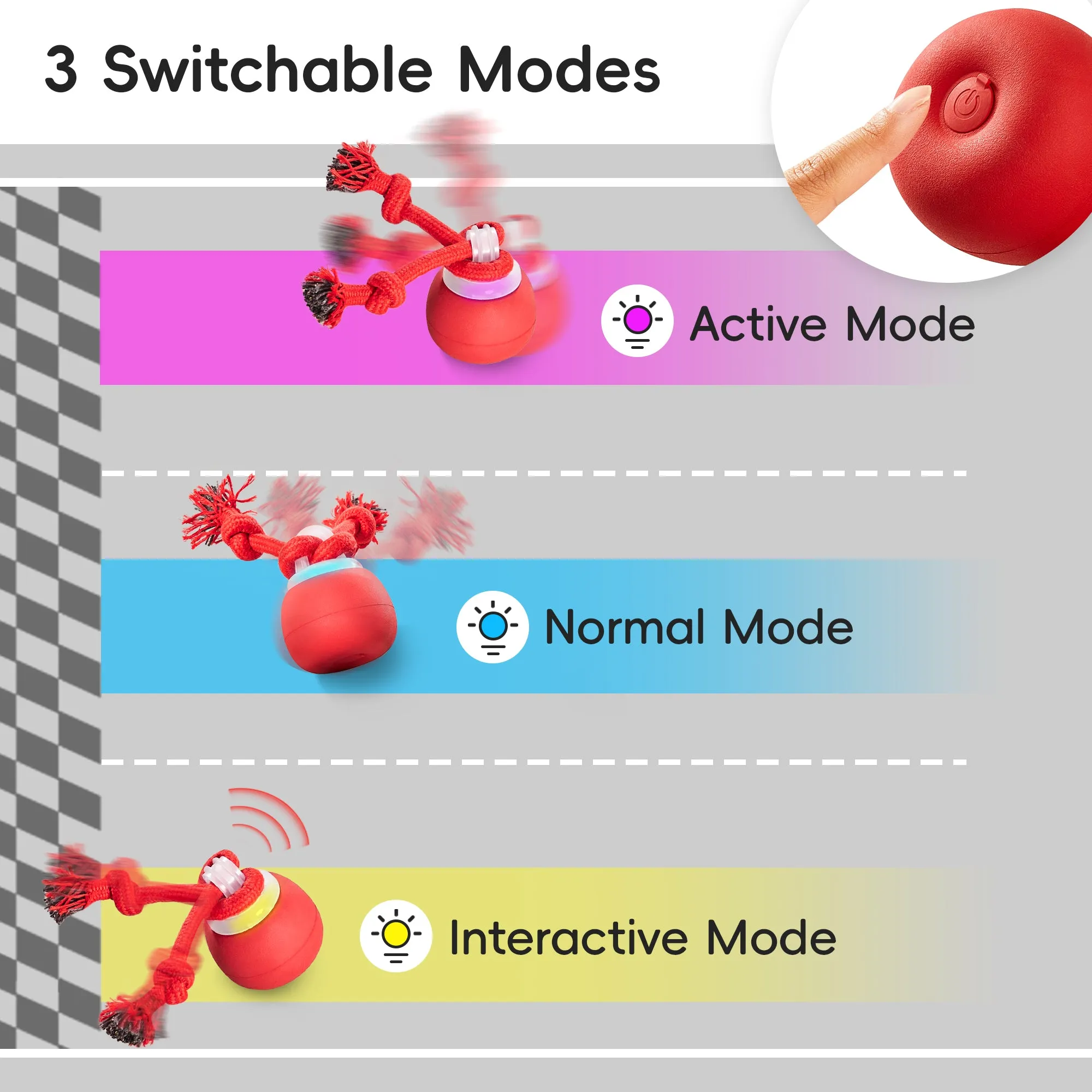 Potaroma Interactive Dog Ball Toys Touch Activated, Rechargeable, Squeaky Dog Toy