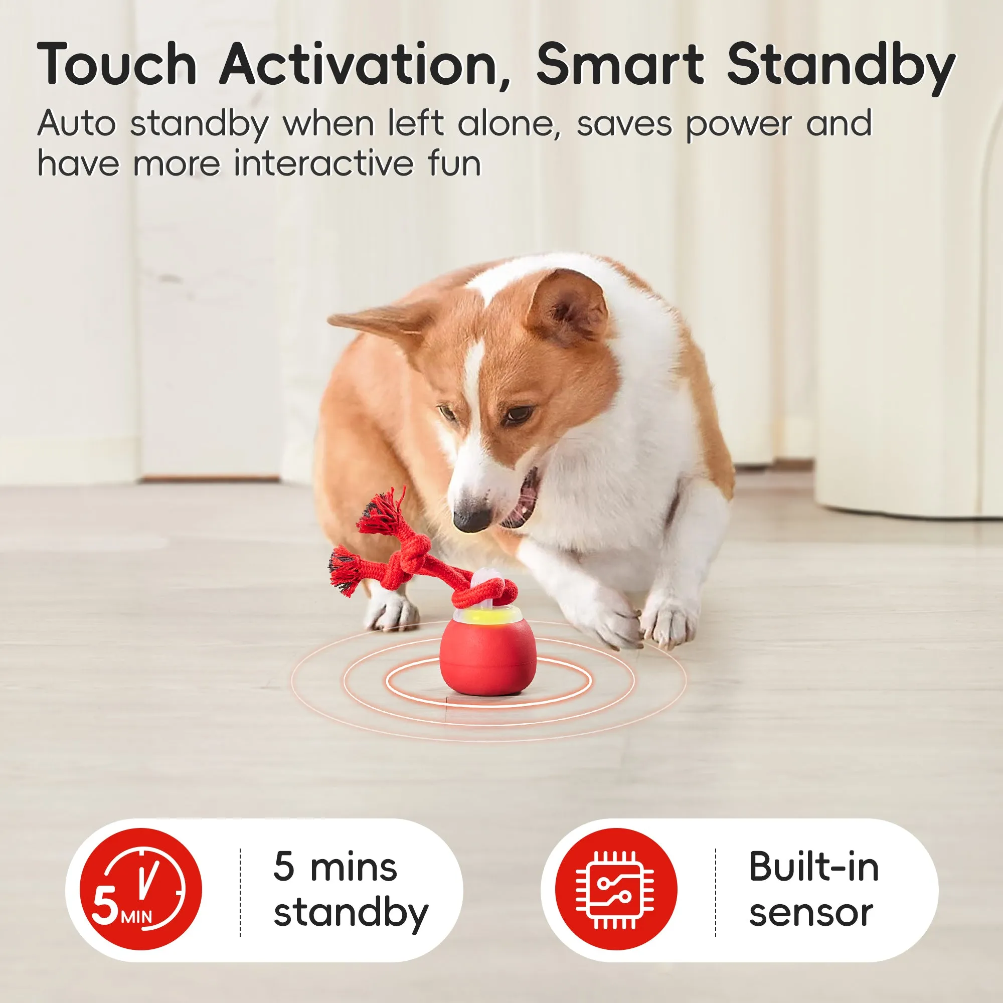Potaroma Interactive Dog Ball Toys Touch Activated, Rechargeable, Squeaky Dog Toy