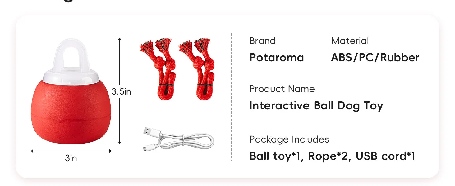 Potaroma Interactive Dog Ball Toys Touch Activated, Rechargeable, Squeaky Dog Toy