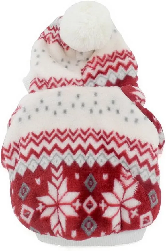 Ranphy Small Dog Hooded Sweater Snowflake Dog Coat Fleece Lined Hoodie Winter Jacket for Cats Puppy Outfit Dog Apparel Christmas Costume Red S