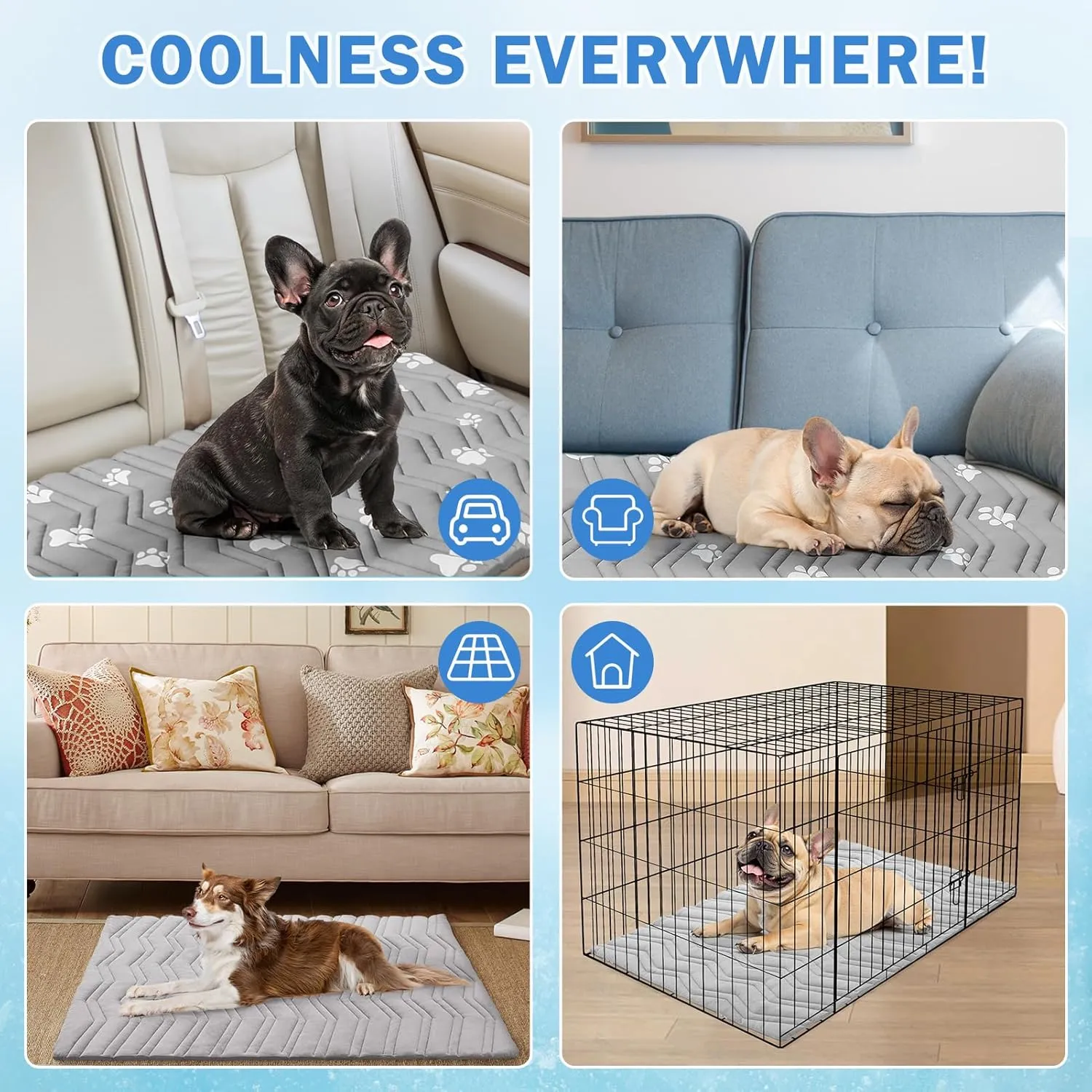 SCENEREAL Dog Cooling Mat for Crate, Thicken Self-Cooling Dog Pad Reversible (Cool & Warm), 59"x40" Pet Cool Bed for M Large XL Dogs,Kennel Sofa Mats Machine Washable, Durable Non-Toxic Gel, Outdoor