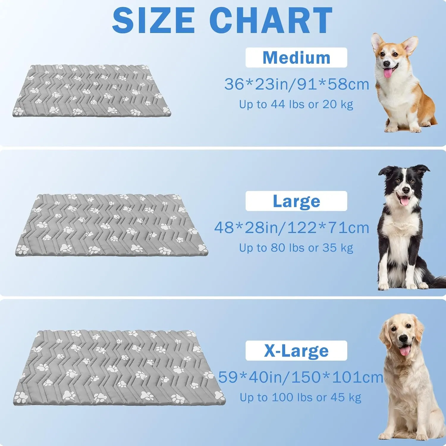 SCENEREAL Dog Cooling Mat for Crate, Thicken Self-Cooling Dog Pad Reversible (Cool & Warm), 59"x40" Pet Cool Bed for M Large XL Dogs,Kennel Sofa Mats Machine Washable, Durable Non-Toxic Gel, Outdoor
