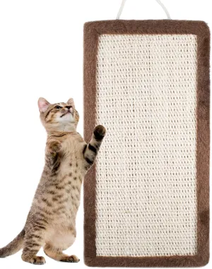 SnowTing Cats Scratcher Hanging Pad Cat Scratching Plush Sisal Mat Sleeping Rug Pad Floor Wall Mount Use, for Indoor Kitty's Health and Good Behavior Meet Kitten Grinding Claws Nature Instincts, Brown