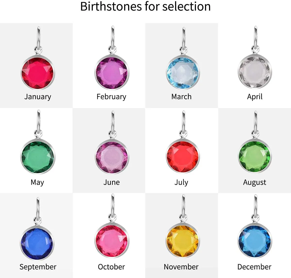 Stainless Steel Dog Cat ID Tag Customized Engraving Text Rectangle Pendant Necklace with Birthstones  Rose Gold