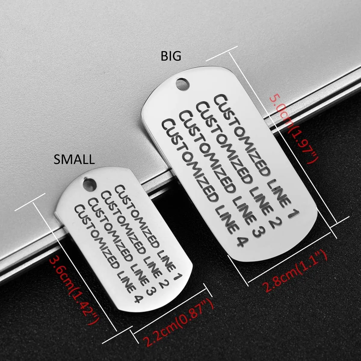 Stainless Steel Dog Cat ID Tag Customized Engraving Text Rectangle Pendant Necklace with Birthstones  Rose Gold