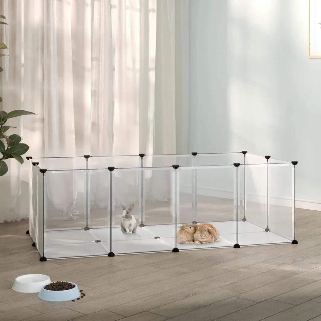 Transparent Small Animal Cage Hutch with Steel Frame 56.7x29.1x18.3 Inches PP Plastic Indoor/Outdoor Enclosure for Rabbits Bunnies Cats
