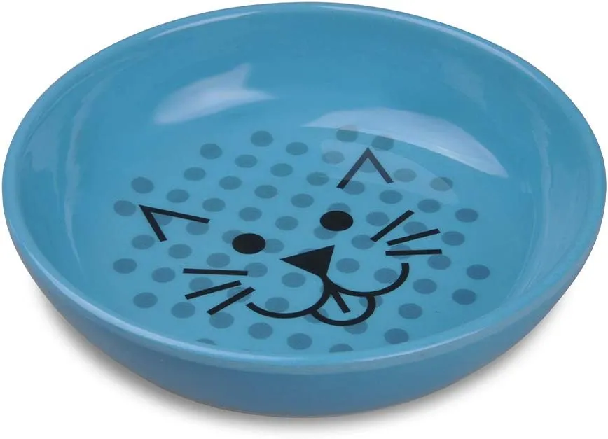 Van Ness Pets EcoWare Whisker-Friendly Cat Bowl, Wide Dish Cat Dish, 8 OZ, Blue