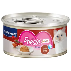 Vitakraft Poesie Colours Tuna & Tomato Mousse Grain-Free Senior Canned Cat Food 70g