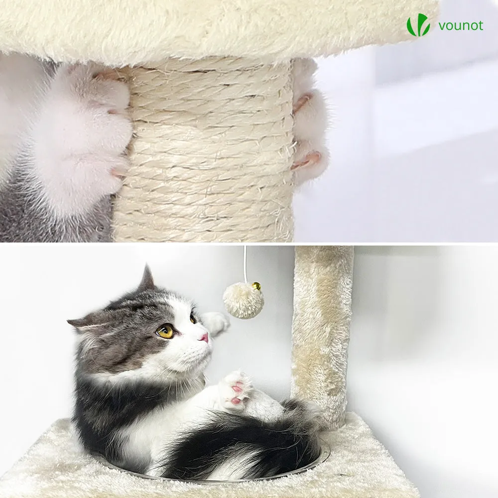 VOUNOT Cat Tree Tower with Space Capsule, Multi Level Cat Activity Center, Beige