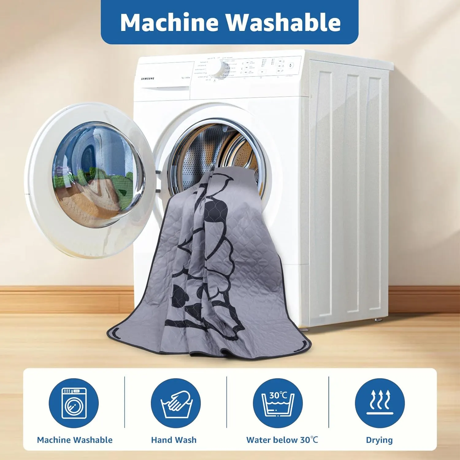 Washable Pee Pads for Dogs: 48x48 Inches Reusable Puppy Pads - Absorbent Whelping Pads, Non-Slip Waterproof Pet Training Pads for Couch, Crate, Potty Training, Floor, Gray